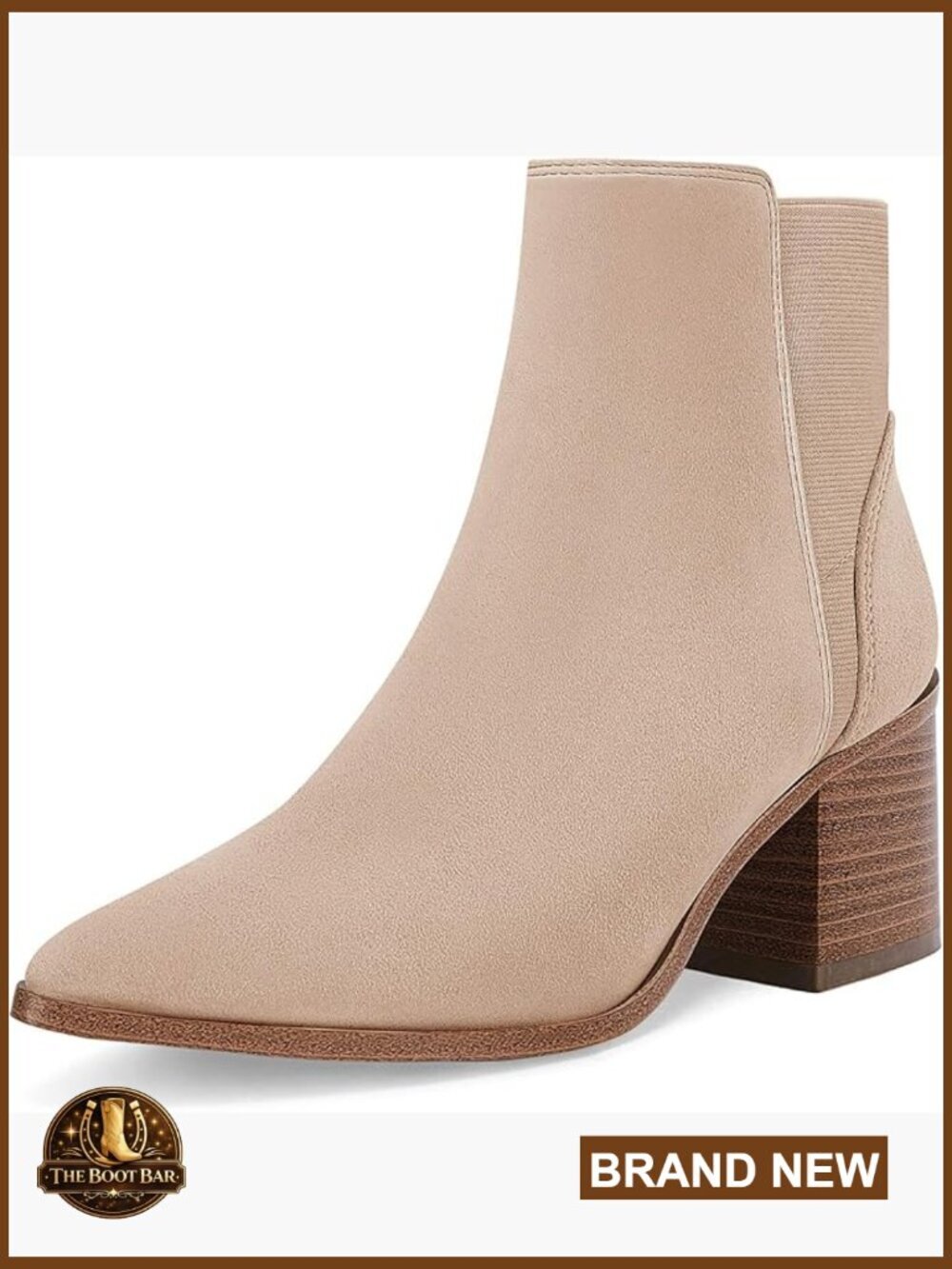 Pointed Toe Ankle Boots Chunky Block Heel Slip On Chelsea Booties